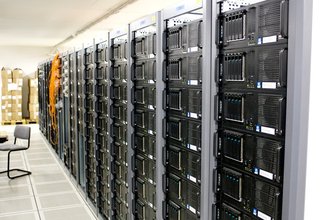 A line of black servers