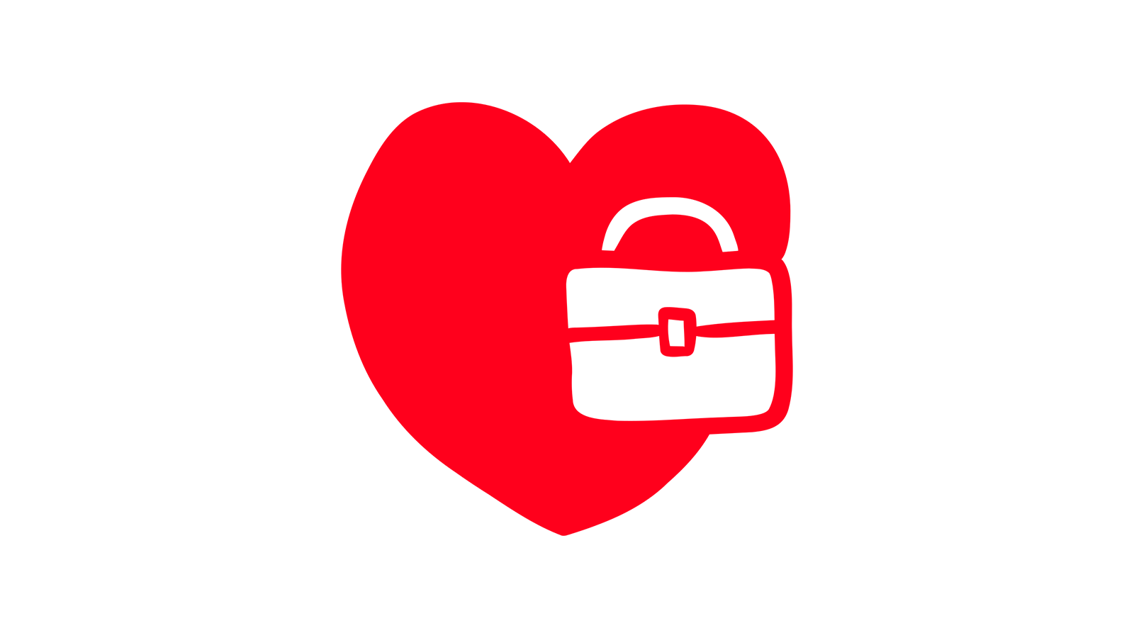An illustration of a red heart symbol accompanied by a locked case