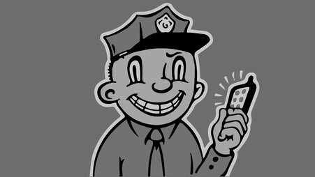 EFF Police Illustration of an officer holding a phone cc by 2.0