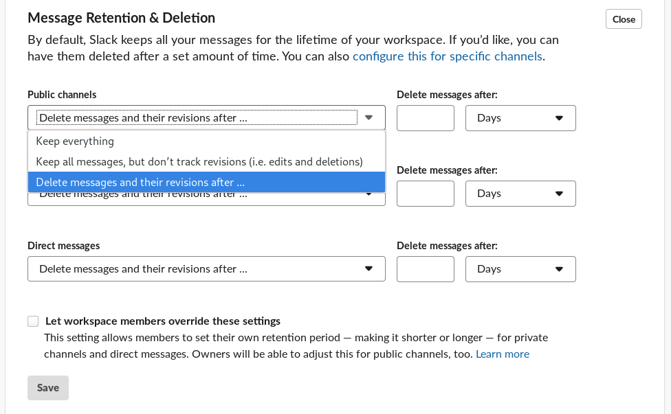 slack retention policy