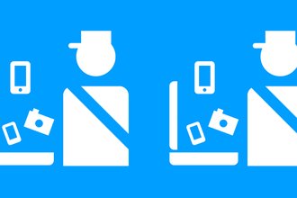 Iconographic image of officials scanning devices