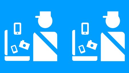 Iconographic image of officials scanning devices