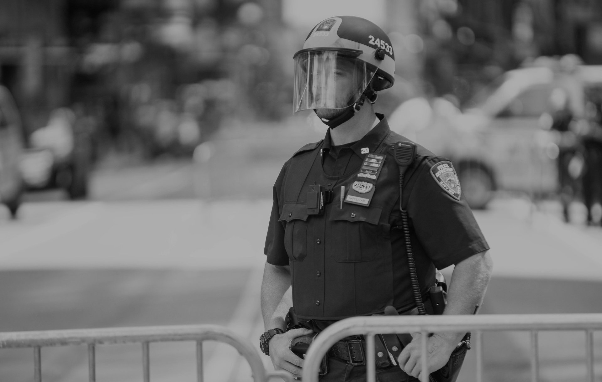 NYPD officer in riot gear
