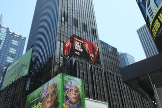 Image of Times Square billboard that reads: "DON'T BRIBE TRUMP"