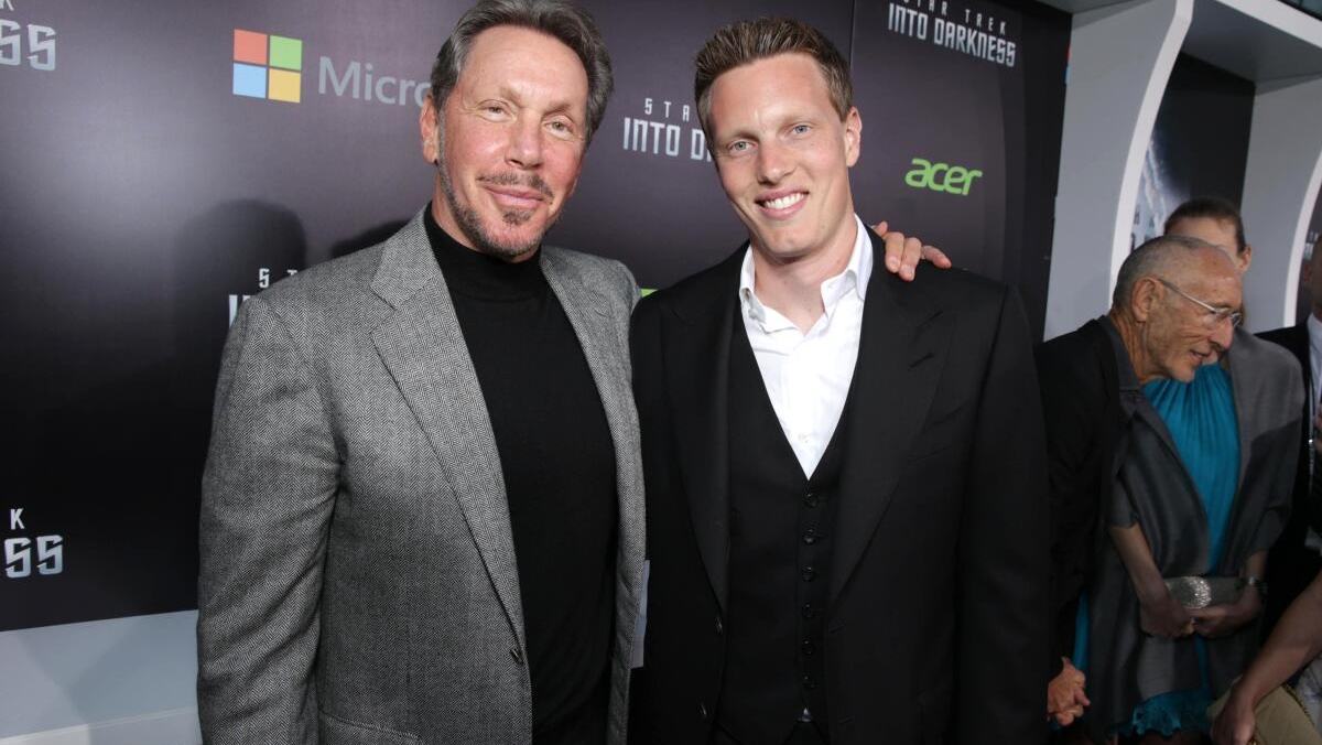 Paramount CEO David Ellison with his father Larry at the premiere of “Star Trek Into Darkness.”