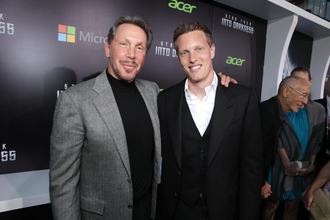 Paramount CEO David Ellison with his father Larry at the premiere of “Star Trek Into Darkness.”