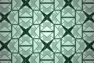 Header image featuring a pattern of open mail envelopes with a document inside.