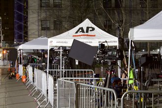 Press gather outside SDNY on the eve of Trump’s indictment