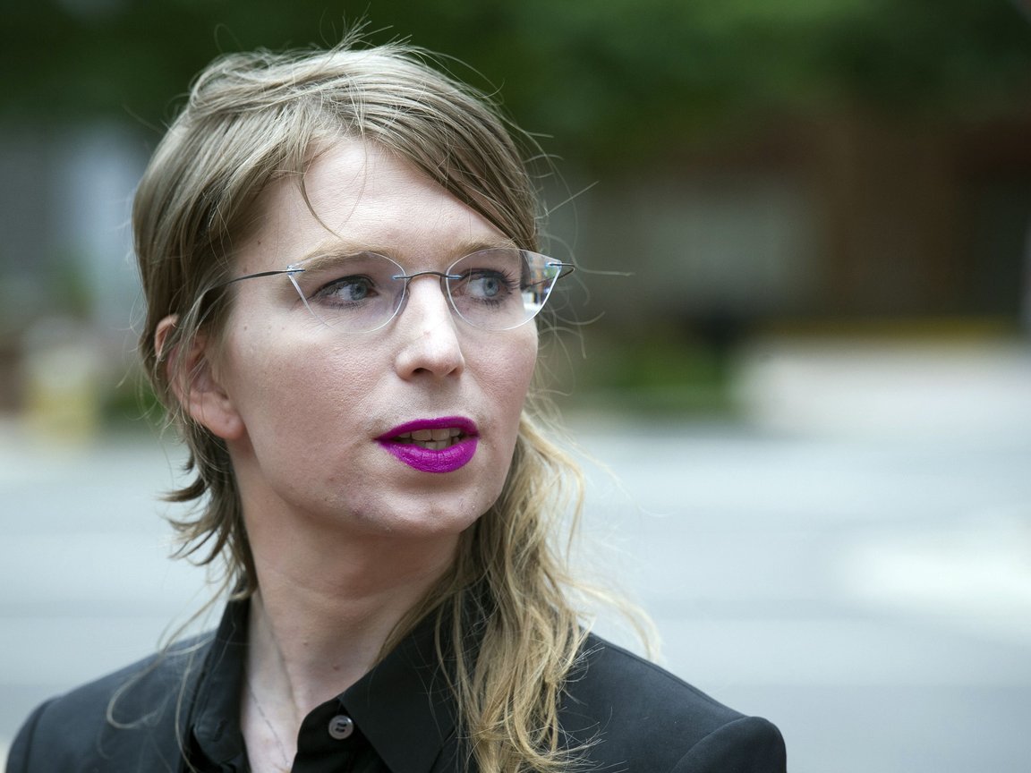Former Army intelligence analyst Chelsea Manning speaks with reporters in 2019