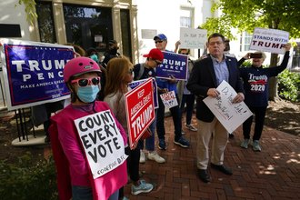 Justice Department lawyer Ed Martin pictured at a "Stop the Steal" rally in 2020.