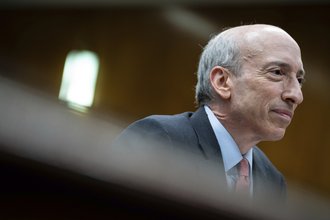 Securities and Exchange Commission Chair Gary Gensler testifies during a Senate subcommittee hearing