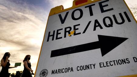 A sign outside a polling station in Arizona