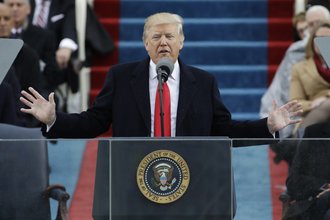 President Donald Trump at his first inauguration in 2017