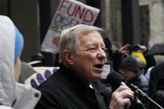 Sen. Dick Durbin of Illinois, pictured here protesting President Donald Trump’s policies