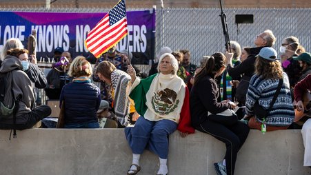 A protest outside the U.S. Immigration and Customs Enforcement facility in Broadview, Illinois, in 2025