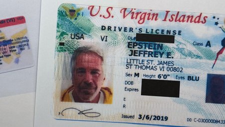 Jeffrey Epstein's identification card from the U.S. Virgin Islands