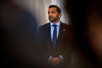 FBI Director Kash Patel takes part in a U.S. hostage and wrongful detainee flag-raising ceremony at the State Department on March 9, 2026, in Washington, D.C.