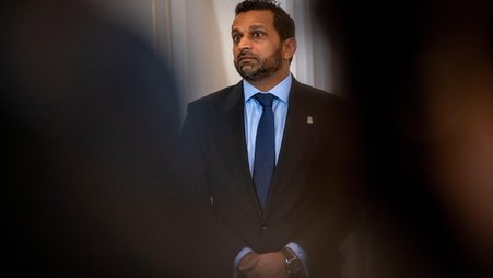 FBI Director Kash Patel takes part in a U.S. hostage and wrongful detainee flag-raising ceremony at the State Department on March 9, 2026, in Washington, D.C.