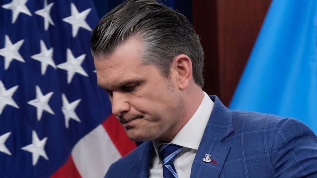 Defense Secretary Pete Hegseth speaking to the media on April 8, 2026.