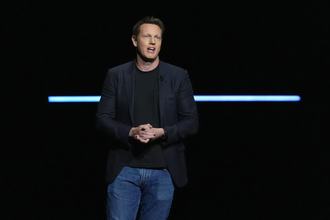 David Ellison, CEO of Paramount Skydance, speaks at CinemaCon on April 16, 2026, in Las Vegas