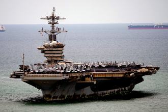 The U.S. Navy aircraft carrier USS Abraham Lincoln arrives at the port in Laem Chabang, Chonburi, Thailand, on Sept. 2, 2026.