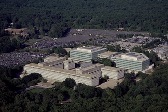 Aerial view of CIA headquarters in Langley, Virginia