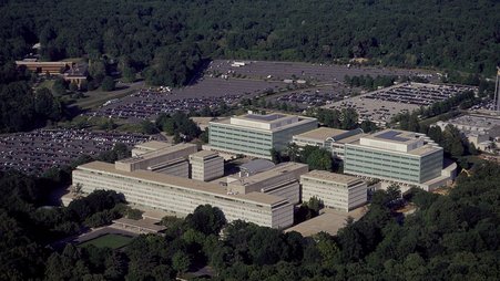 Aerial view of CIA headquarters in Langley, Virginia