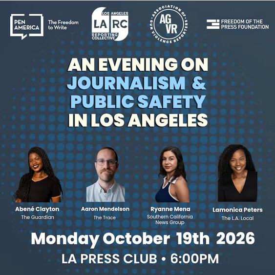 Flyer for event on October 19 about journalism and public safety.
