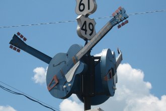 The Crossroads monument in Clarksdale, Mississippi
