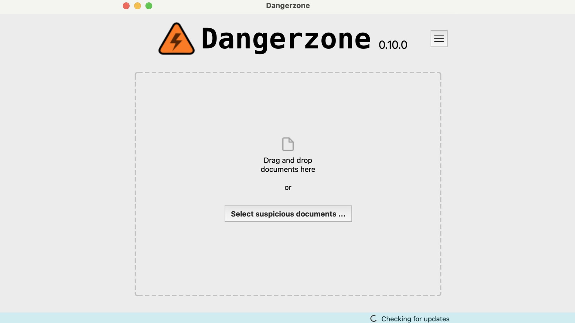 A screenshot of the Dangerzone interface