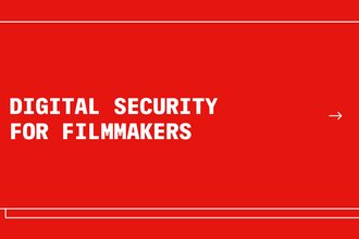 Digital Security for Filmmakers banner image with plain red background