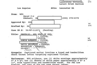 A screenshot of a page of an FBI file on journalist Cokie Roberts.
