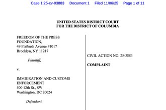 Screenshot of a portion of a Freedom of Press Foundation lawsuit against the Trump administration.