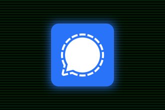Glowing Signal logo and grid pattern of lines in background.