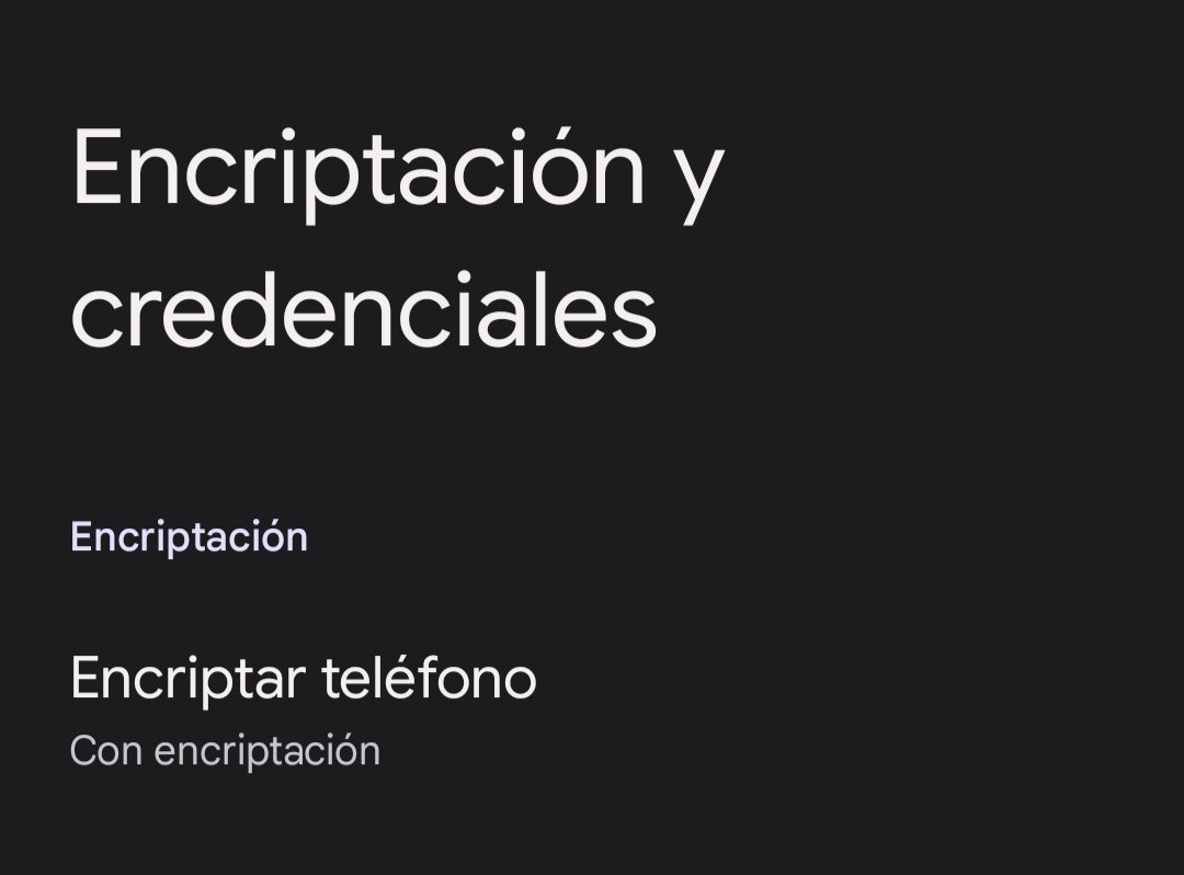 Captura de pantalla de la configuración de cifrado disco en Android