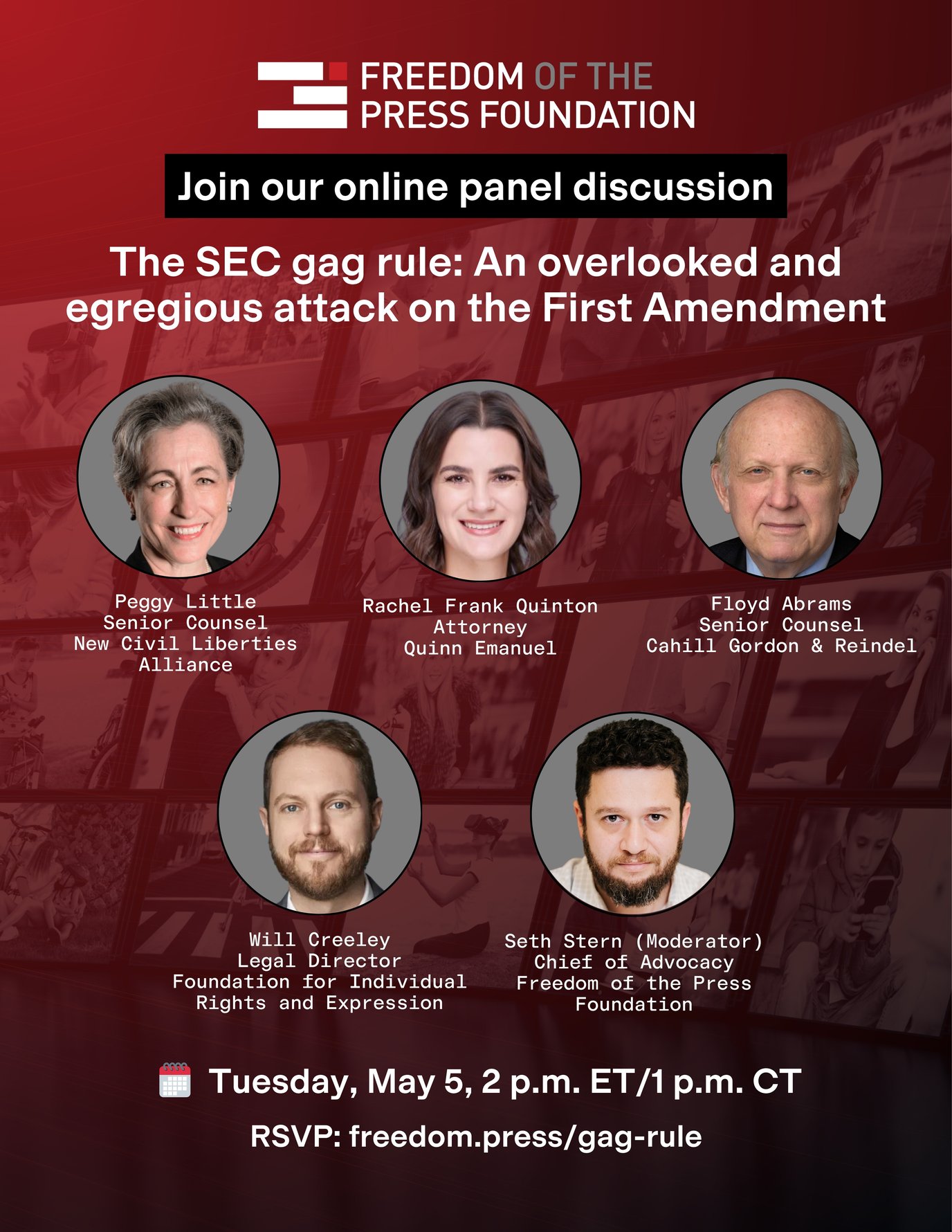 Flyer for FPF event on SEC gag rule