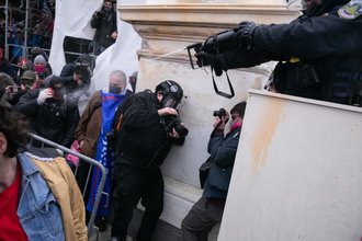 Photojournalist John Harrington at the Capitol riot on Jan. 6, 2021