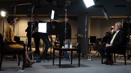 Journalist Catherine Herridge interviewing former Acting Defense Secretary Chris Miller in 2020