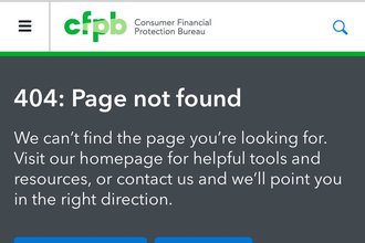 Consumer Financial Protection Bureau homepage as it appeared on Feb. 18.