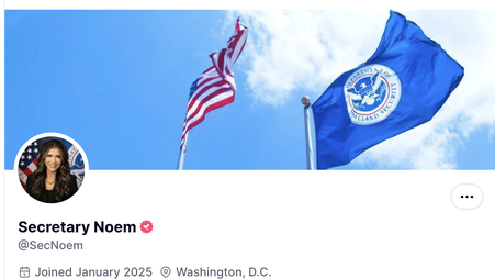 Screenshot of Kristi Noem's Truth Social page