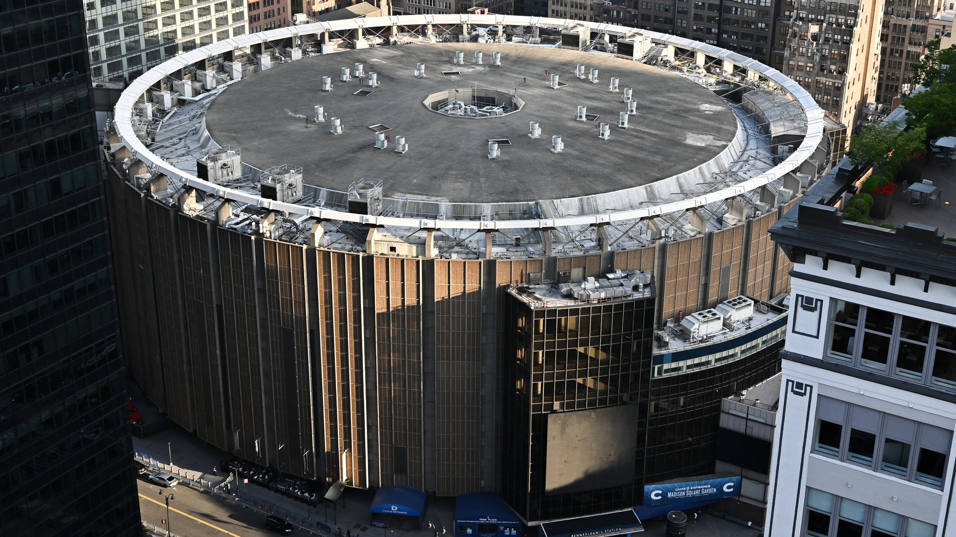 Aerial view of Madison Square Garden in daytime
