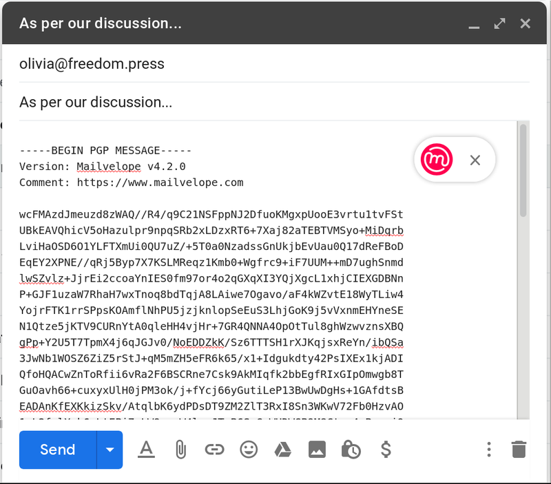 Mailvelope encrypted text block