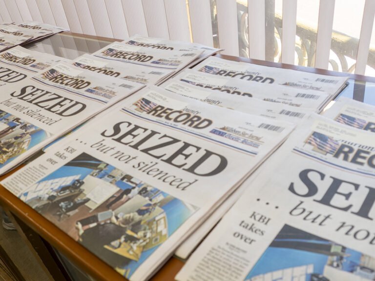 Marion County Record newspapers with headline "Seized... but not silenced"