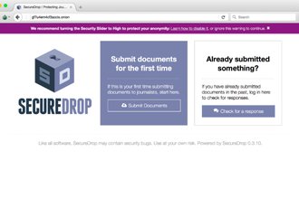 SecureDrop interface