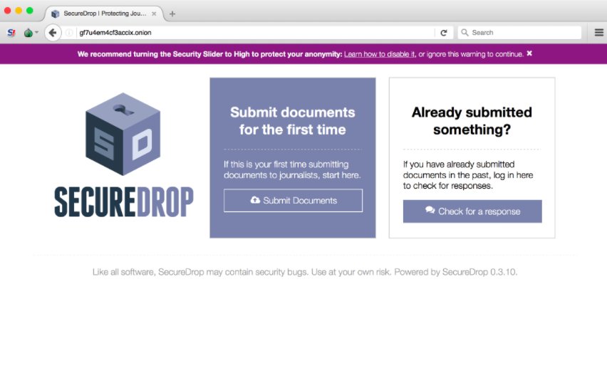 SecureDrop interface