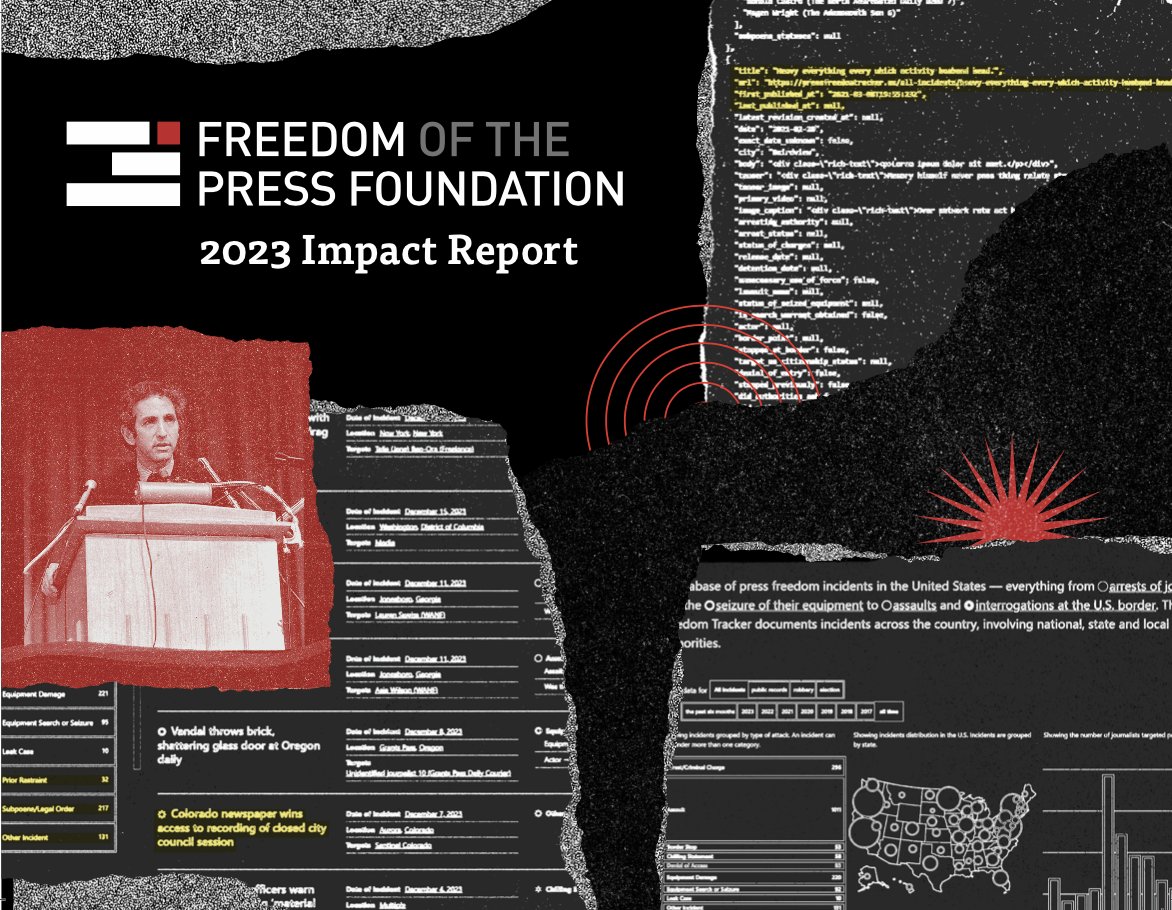 The first page of Freedom of the Press Foundation's 2023 impact report.