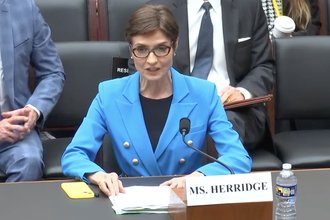 Screenshot of journalist Catherine Herridge testifying before a subcommittee of the House Judiciary Committee on the importance of the bipartisan PRESS Act.