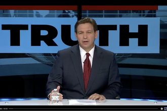 Screenshot of a 2023 "roundtable" hosted by Florida Gov. Ron DeSantis