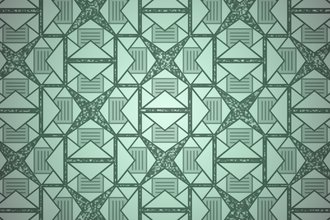 Header image featuring a pattern of open mail envelopes with a document inside.
