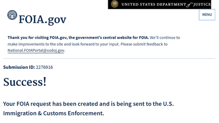 Your FOIA has been submitted on FOIA.gov